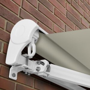 Markise elektrisch Standard Kassettenmarkise Gelenkarmmarkise Gestell Farbe Weiß (entspricht RAL 9010)