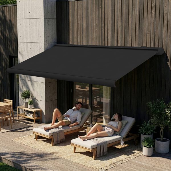 Markise elektrische Premium Kassettenmarkise Gelenkarm Vollkassettenmarkise anthrazit Kassette (Ähnlich RAL 7016)