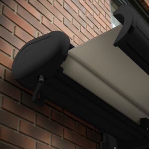 Markise elektrische Premium Kassettenmarkise Gelenkarm Vollkassettenmarkise anthrazit Kassette (Ähnlich RAL 7016)