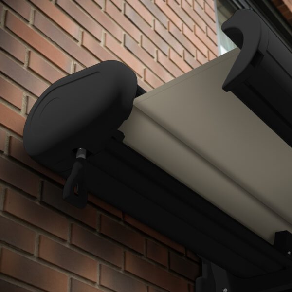 Markise elektrische Premium Kassettenmarkise Gelenkarm Vollkassettenmarkise anthrazit Kassette (Ähnlich RAL 7016)