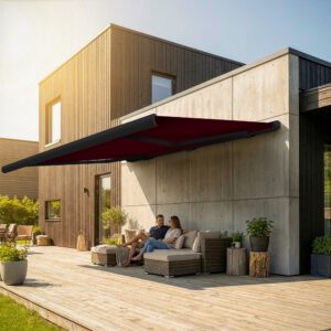 Markise elektrische Premium Kassettenmarkise Gelenkarm Vollkassettenmarkise anthrazit Kassette (Ähnlich RAL 7016)