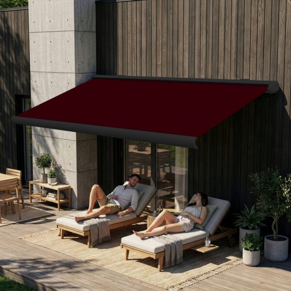 Markise elektrische Premium Kassettenmarkise Gelenkarm Vollkassettenmarkise anthrazit Kassette (Ähnlich RAL 7016)