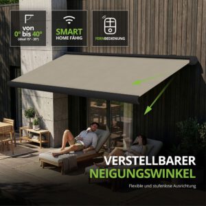 Markise elektrische Premium Kassettenmarkise Gelenkarm Vollkassettenmarkise anthrazit Kassette (Ähnlich RAL 7016)