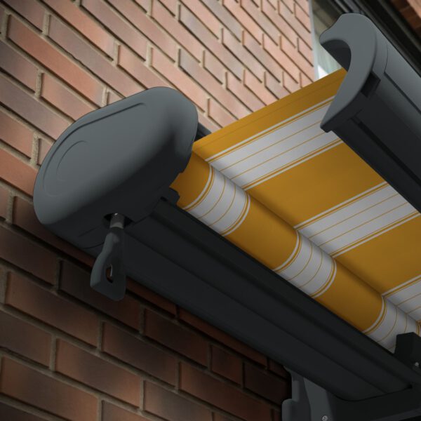 Markise elektrische Premium Kassettenmarkise Gelenkarm Vollkassettenmarkise basaltgraue Kassette (Ähnlich RAL 7012)