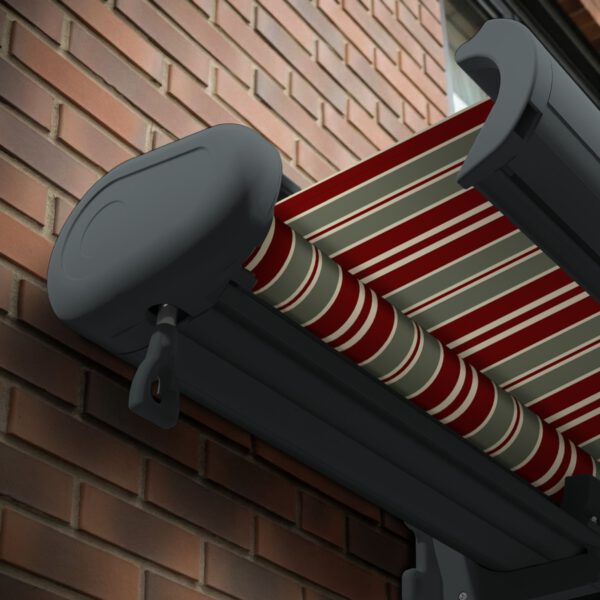 Markise elektrische Premium Kassettenmarkise Gelenkarm Vollkassettenmarkise basaltgraue Kassette (Ähnlich RAL 7012)