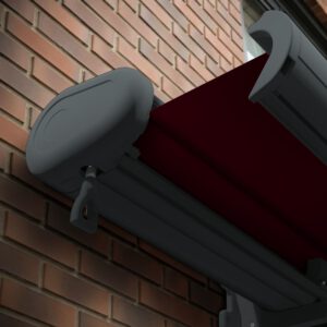 Markise elektrische Premium Kassettenmarkise Gelenkarm Vollkassettenmarkise basaltgraue Kassette (Ähnlich RAL 7012)