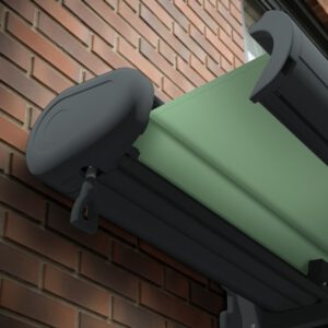 Markise elektrische Premium Kassettenmarkise Gelenkarm Vollkassettenmarkise basaltgraue Kassette (Ähnlich RAL 7012)