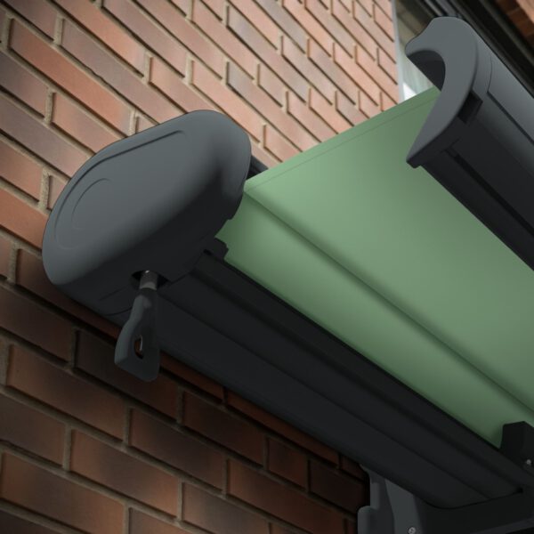 Markise elektrische Premium Kassettenmarkise Gelenkarm Vollkassettenmarkise basaltgraue Kassette (Ähnlich RAL 7012)