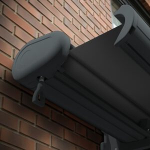 Markise elektrische Premium Kassettenmarkise Gelenkarm Vollkassettenmarkise basaltgraue Kassette (Ähnlich RAL 7012)