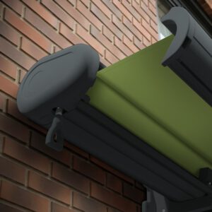 Markise elektrische Premium Kassettenmarkise Gelenkarm Vollkassettenmarkise basaltgraue Kassette (Ähnlich RAL 7012)