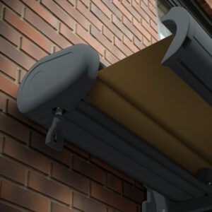 Markise elektrische Premium Kassettenmarkise Gelenkarm Vollkassettenmarkise basaltgraue Kassette (Ähnlich RAL 7012)