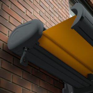 Markise elektrische Premium Kassettenmarkise Gelenkarm Vollkassettenmarkise basaltgraue Kassette (Ähnlich RAL 7012)