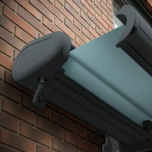 Markise elektrische Premium Kassettenmarkise Gelenkarm Vollkassettenmarkise basaltgraue Kassette (Ähnlich RAL 7012)