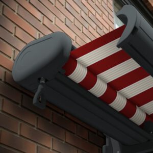 Markise elektrische Premium Kassettenmarkise Gelenkarm Vollkassettenmarkise basaltgraue Kassette (Ähnlich RAL 7012)