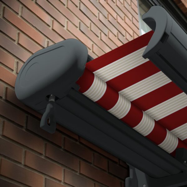 Markise elektrische Premium Kassettenmarkise Gelenkarm Vollkassettenmarkise basaltgraue Kassette (Ähnlich RAL 7012)