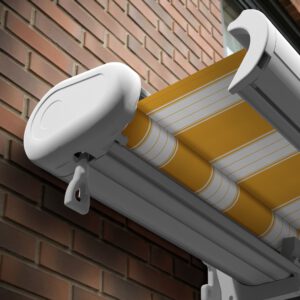 Markise elektrische Premium Kassettenmarkise Gelenkarm Vollkassettenmarkise weisse Kassette entspricht RAL 9010 600000 Markisen VK white 2026 12 2