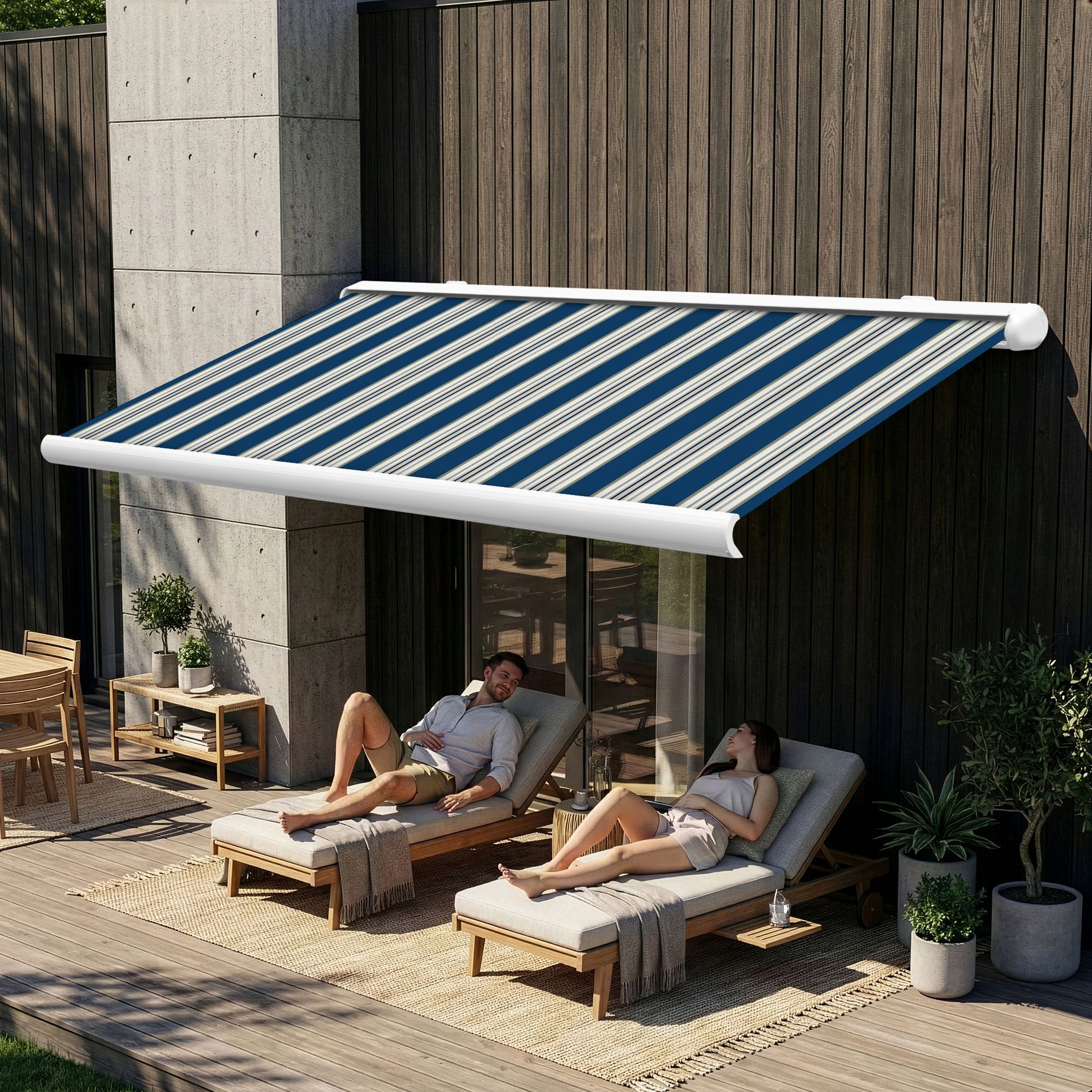 Markise elektrische Premium Kassettenmarkise Gelenkarm Vollkassettenmarkise weisse Kassette entspricht RAL 9010 600000 Markisen VK white 2026 14 2