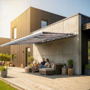 Markise elektrische Premium Kassettenmarkise Gelenkarm Vollkassettenmarkise weisse Kassette entspricht RAL 9010 600000 Markisen VK white 2026 16 2