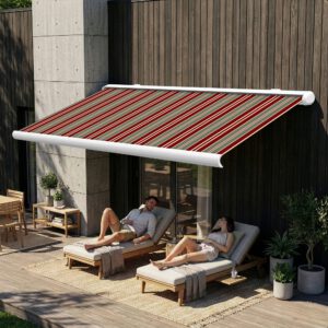 Markise elektrische Premium Kassettenmarkise Gelenkarm Vollkassettenmarkise weisse Kassette entspricht RAL 9010 600000 Markisen VK white 2026 20 2