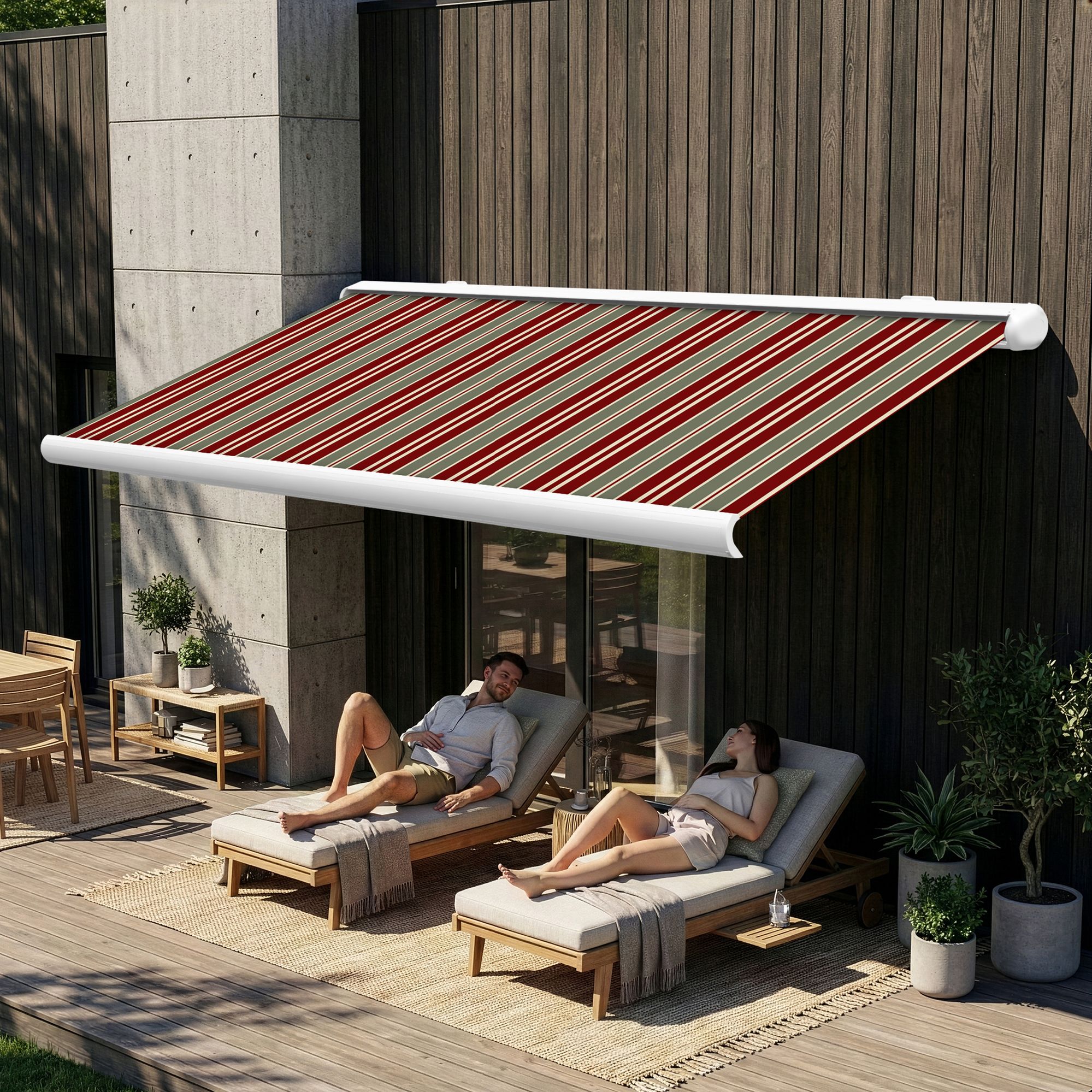 Markise elektrische Premium Kassettenmarkise Gelenkarm Vollkassettenmarkise weisse Kassette entspricht RAL 9010 600000 Markisen VK white 2026 20 2