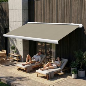 Markise elektrische Premium Kassettenmarkise Gelenkarm Vollkassettenmarkise weisse Kassette entspricht RAL 9010 600000 Markisen VK white 2026 23 2