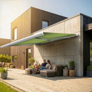 Markise elektrische Premium Kassettenmarkise Gelenkarm Vollkassettenmarkise weisse Kassette entspricht RAL 9010 600000 Markisen VK white 2026 28 2