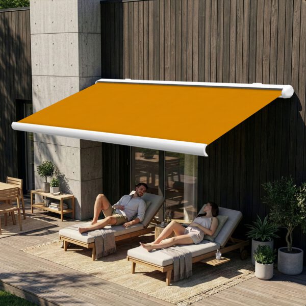 Markise elektrische Premium Kassettenmarkise Gelenkarm Vollkassettenmarkise weisse Kassette entspricht RAL 9010 600000 Markisen VK white 2026 35 2