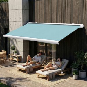 Markise elektrische Premium Kassettenmarkise Gelenkarm Vollkassettenmarkise weisse Kassette entspricht RAL 9010 600000 Markisen VK white 2026 38 2