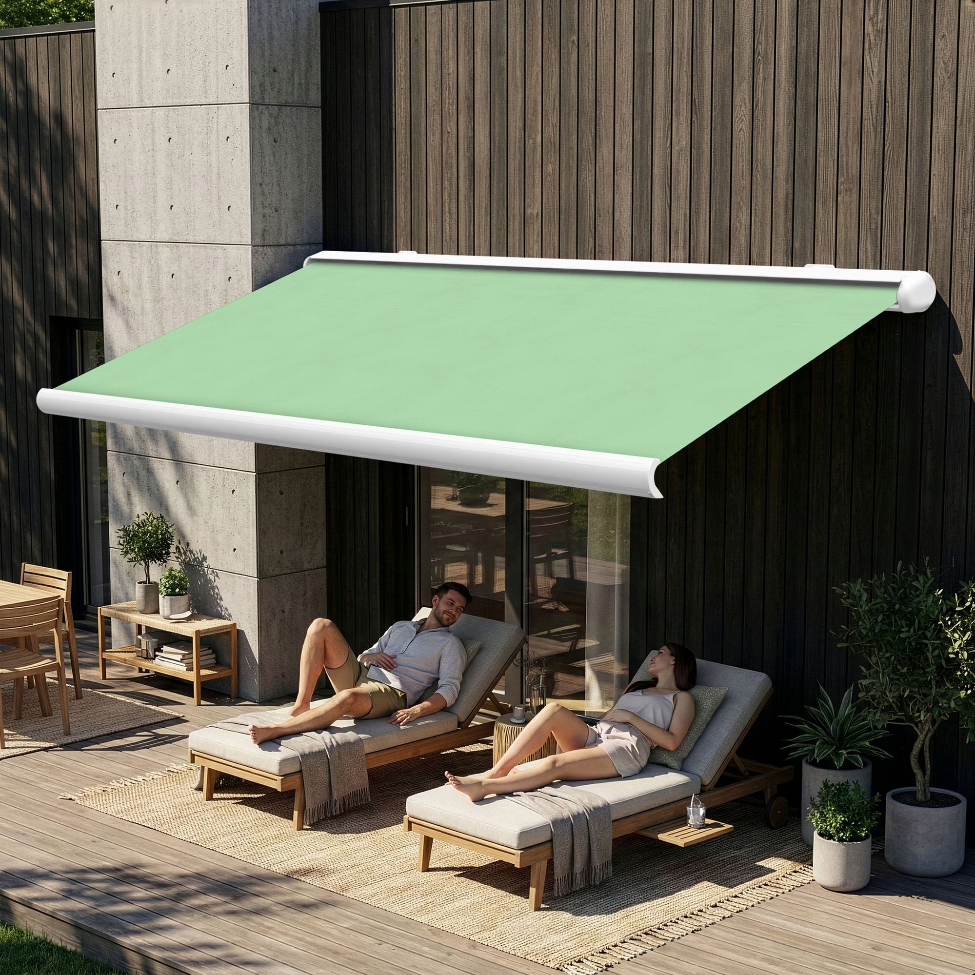 Markise elektrische Premium Kassettenmarkise Gelenkarm Vollkassettenmarkise weisse Kassette entspricht RAL 9010 600000 Markisen VK white 2026 41 2