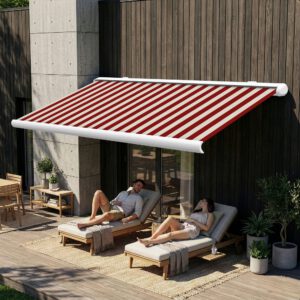 Markise elektrische Premium Kassettenmarkise Gelenkarm Vollkassettenmarkise weisse Kassette entspricht RAL 9010 600000 Markisen VK white 2026 5 2