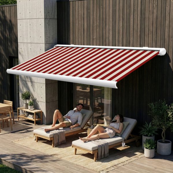 Markise elektrische Premium Kassettenmarkise Gelenkarm Vollkassettenmarkise weisse Kassette entspricht RAL 9010 600000 Markisen VK white 2026 5 2