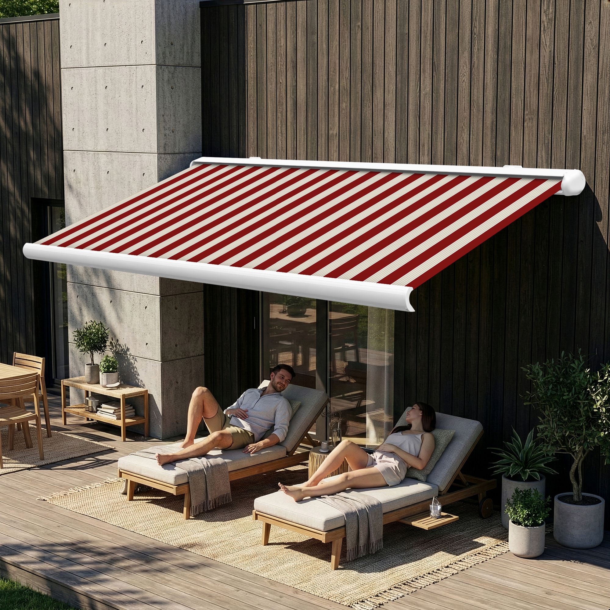 Markise elektrische Premium Kassettenmarkise Gelenkarm Vollkassettenmarkise weisse Kassette entspricht RAL 9010 600000 Markisen VK white 2026 5 2