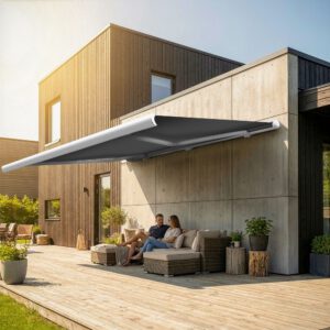 Markise elektrische Premium Kassettenmarkise Gelenkarm Vollkassettenmarkise weisse Kassette entspricht RAL 9010 600000 Markisen VK white 2026 7 2