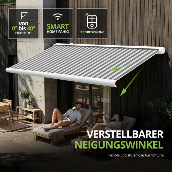 Markise elektrische Premium Kassettenmarkise Gelenkarm Vollkassettenmarkise weisse Kassette entspricht RAL 9010 600000 markise VK 2026 highlight 1 white 2