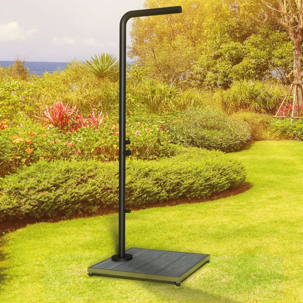 Designer Gartendusche aus V4A / 316 Edelstahl Modell "WAIKIKI NOIR"