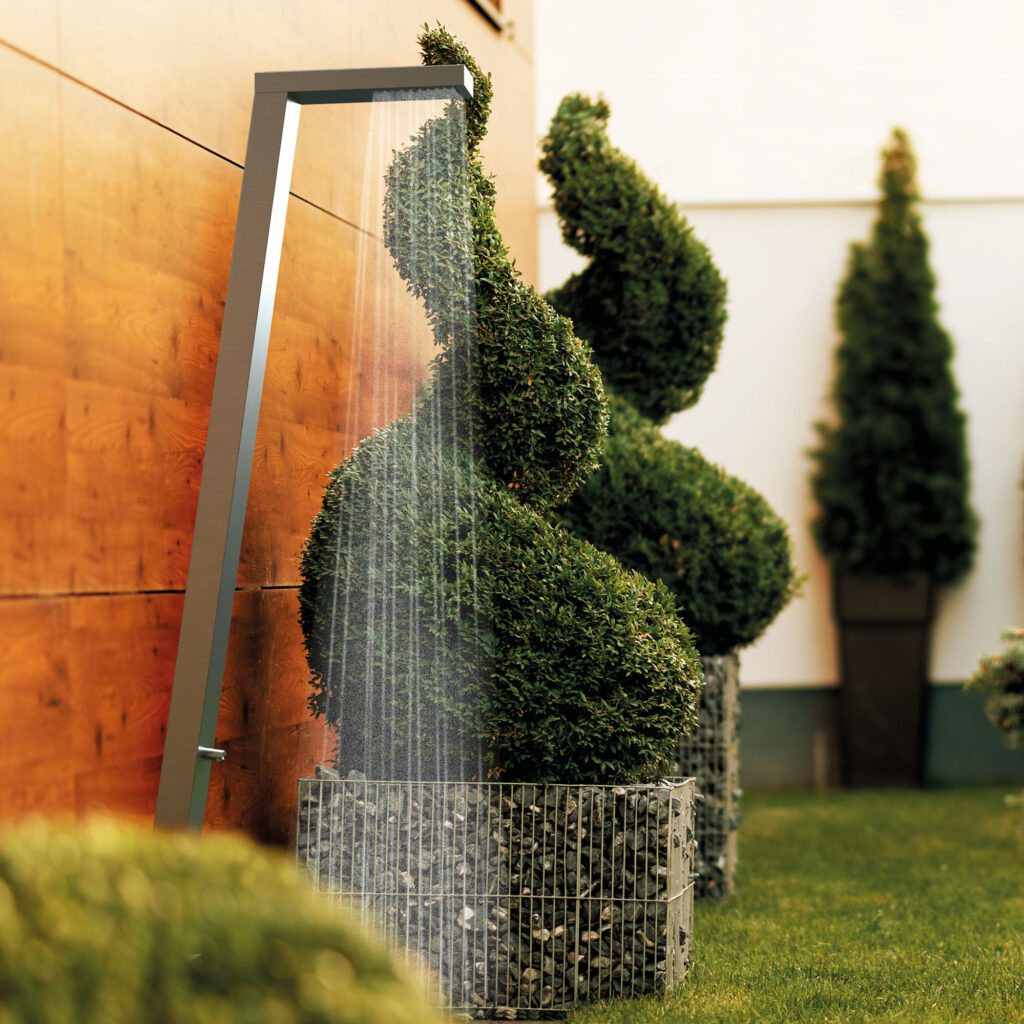 Designer Gartendusche aus V4A / 316 Edelstahl Modell "WAILOA"