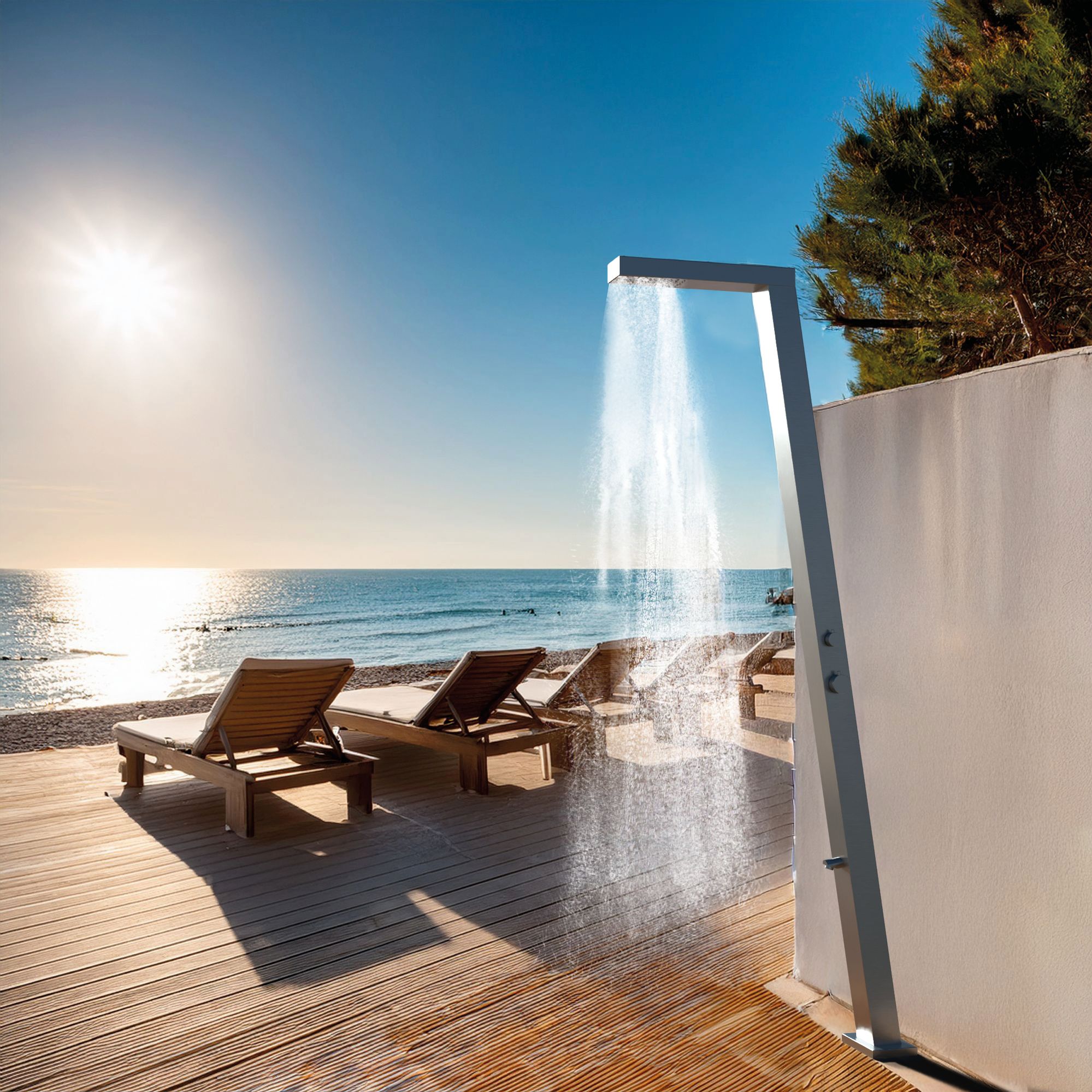 Designer Gartendusche aus V4A 316 Edelstahl Modell WAILOA 20106 Artikelbilder21