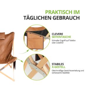 Klappbarer Loungestuhl SIENA für Balkon, Garten und Wohnzimmer