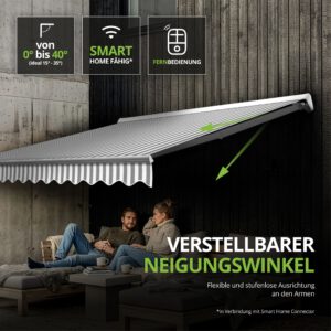 Markise elektrisch Standard Kassettenmarkise Gelenkarmmarkise Gestell Farbe Weiß (entspricht RAL 9010)
