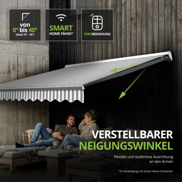 Markise elektrisch Standard Kassettenmarkise Gelenkarmmarkise Gestell Farbe Weiß (entspricht RAL 9010)