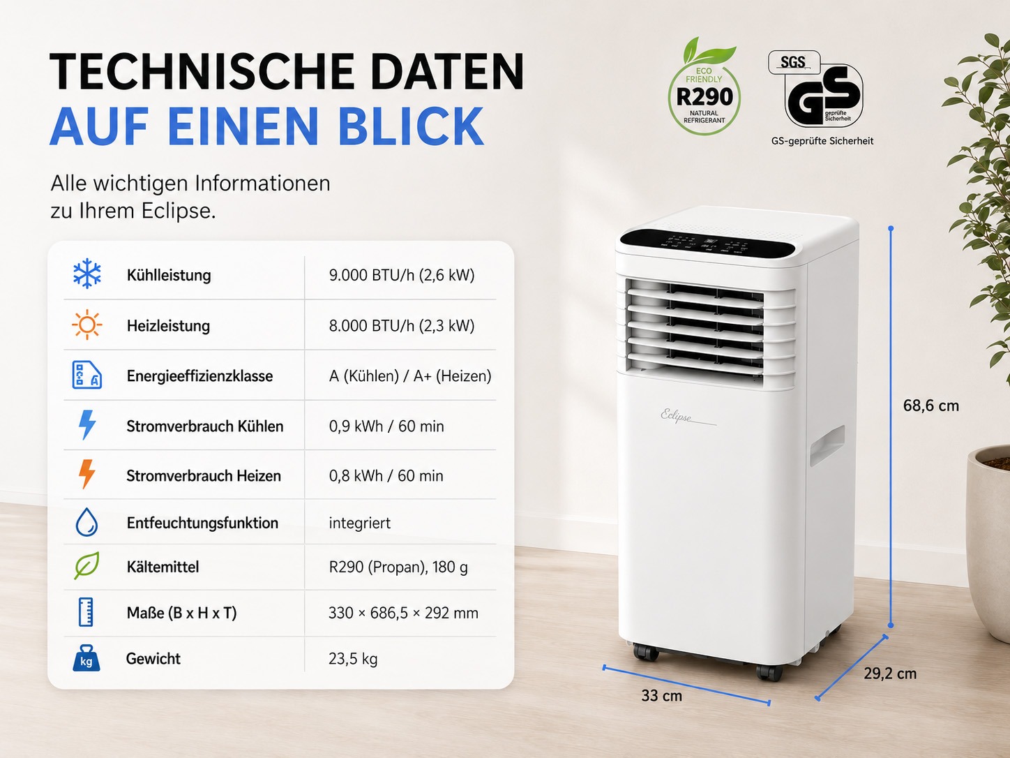 Mobile Klimaanlage 9000 BTU