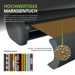 Markise elektrische Premium Kassettenmarkise Gelenkarm Vollkassettenmarkise basaltgraue Kassette (Ähnlich RAL 7012)