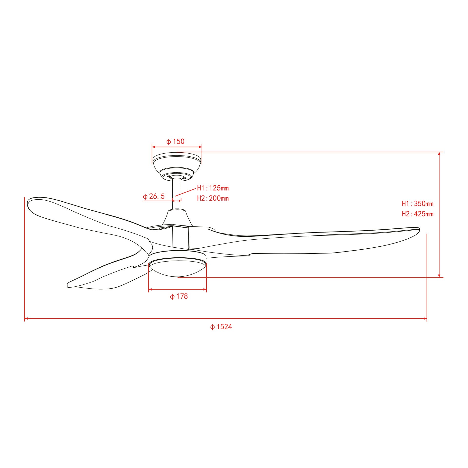 Deckenventilator mit Beleuchtung Modell Fanora