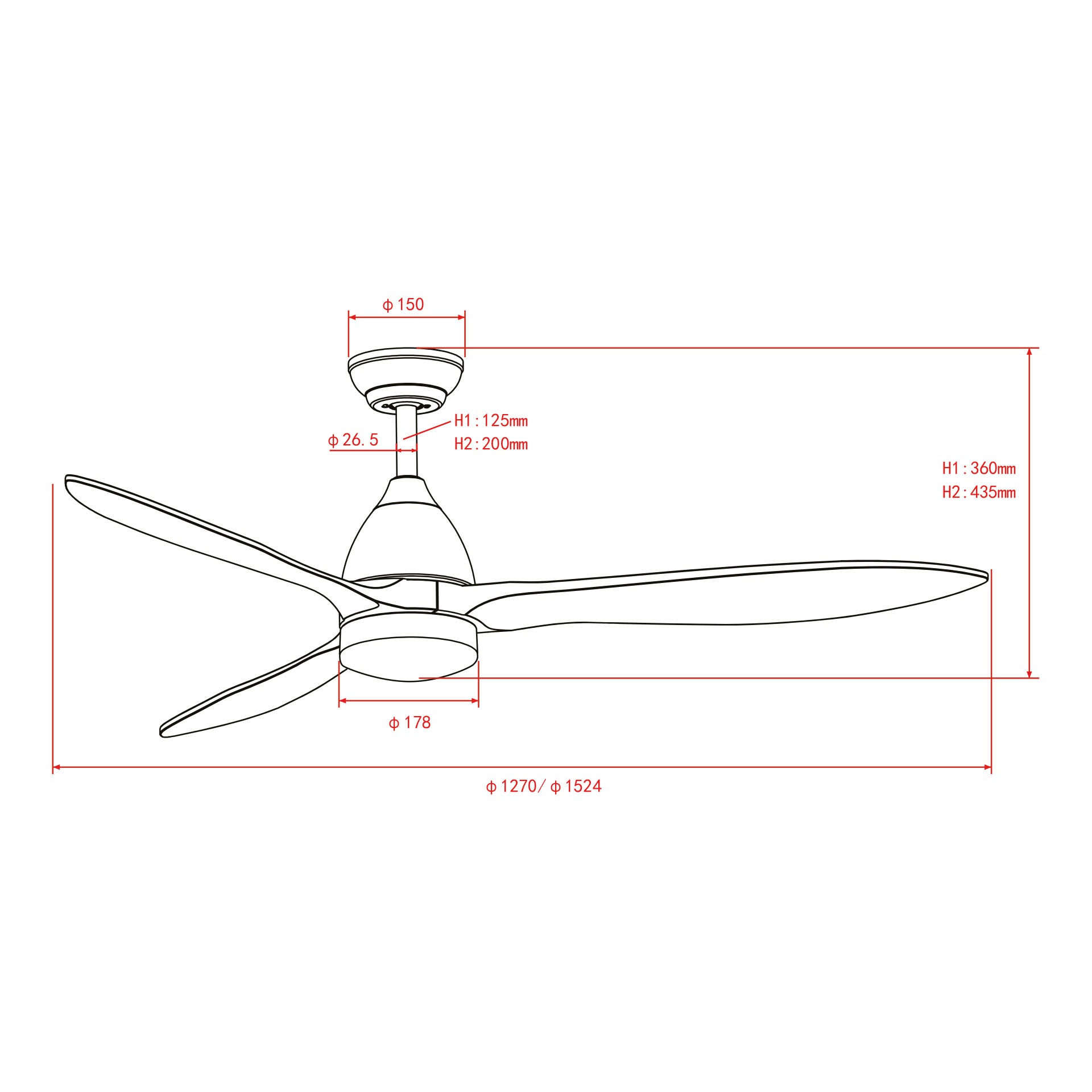 Deckenventilator mit Beleuchtung Modell Ventro XL