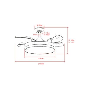 Deckenventilator mit Beleuchtung – schwarze Basis, modernes Design & LED-Licht
