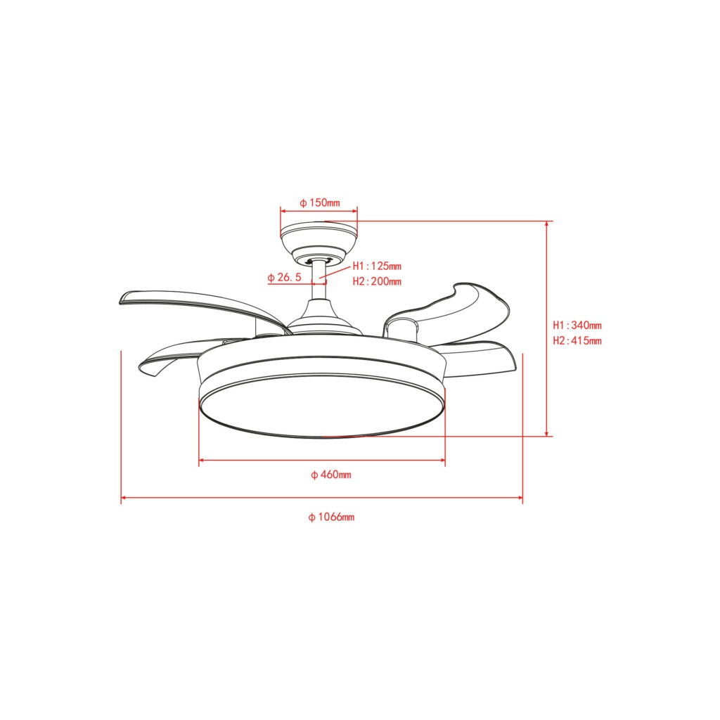 Deckenventilator mit Beleuchtung – weisse Basis, modernes Design & LED-Licht